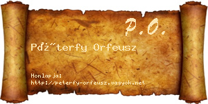 Péterfy Orfeusz névjegykártya