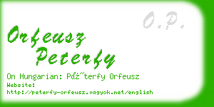 orfeusz peterfy business card